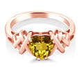 thumbnail image 2 of Gem Stone King 1.05 Ct Heart Shape Yellow Citrine 18K Rose Gold Plated Silver Ring (Size 8), 2 of 3