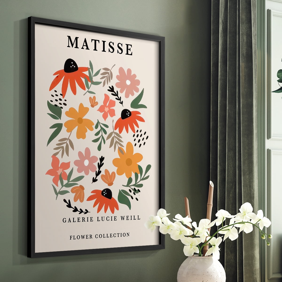 Matisse CXCI Framed Print in Black Solid Wood 22 x 28 Framed Print