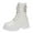 White, variant on Puntoco Winter Warm Boots Clearanc Women Shoes Hasp Mid Heel Flat Bottom Zipper Laceing Glossy Buckle Leath Black 6.5(38)