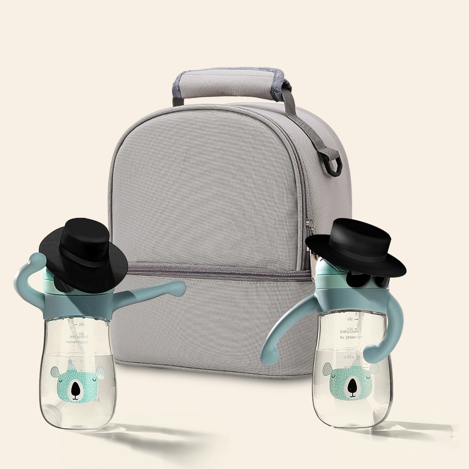 Tuphregyow Portable Insulated Breastmilk Storage Backpack Mommy Bag with Ice Pack, Ideal for Mother and Baby, Refrigerated for Long lasting Preservation Gray