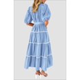 thumbnail image 5 of PRETTYGARDEN Women's Summer Button Down Shirt Dress Short Puffy Sleeve Tiered Ruffle Flowy Long Maxi Dresses, 5 of 6