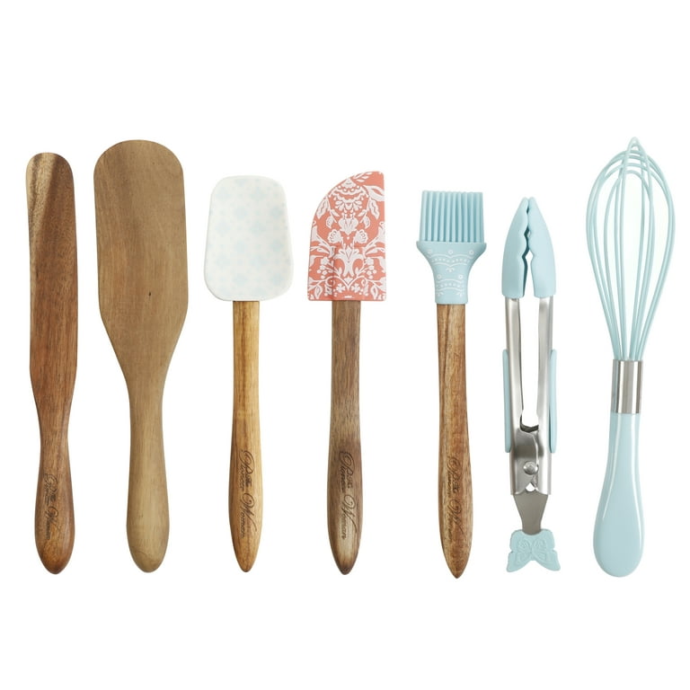 The Pioneer Woman Silicone Kitchen Utensils Set with Acacia Wood Handle - Gray - 1 Each