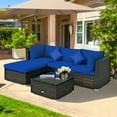 thumbnail image 3 of Costway 5PCS Outdoor Patio Rattan Furniture Set Sectional Conversation W/Navy Cushions, 3 of 10