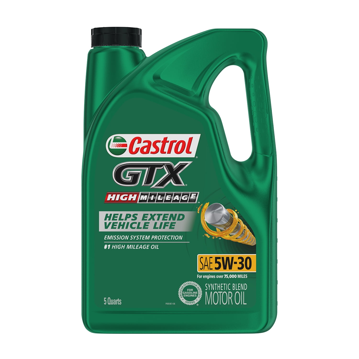Castrol GTX High Mileage 5W-30 Synthetic Blend Motor Oil, 5 Quarts