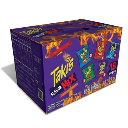 TAKIS Rolled Flavor Mix Tortilla Chips Variety Pack of 18 Ct