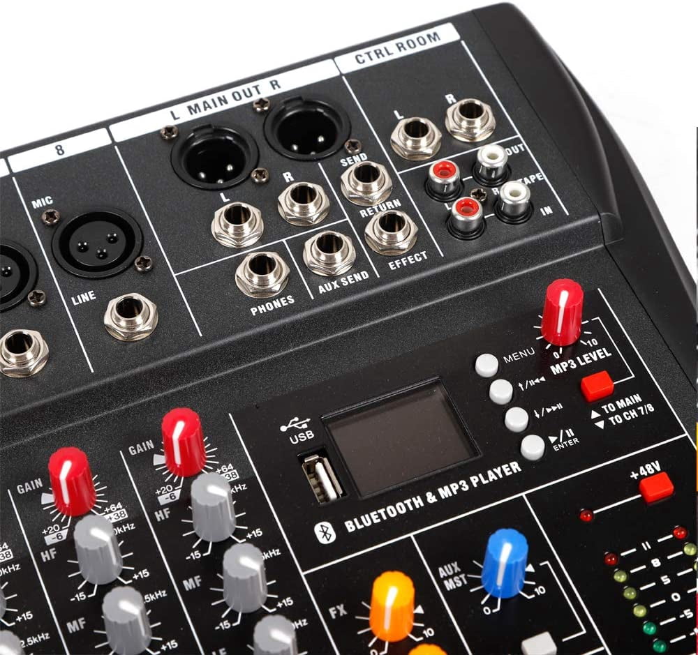 Miumaeov Professional 8 Channels USB Bluetooth Line Live Mixing Studio Audio Sound Mixer