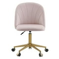 thumbnail image 3 of Linon Alyssa Upholstered Adjustable Armless Desk Chair Gold Legs in Blush Pink, 3 of 15