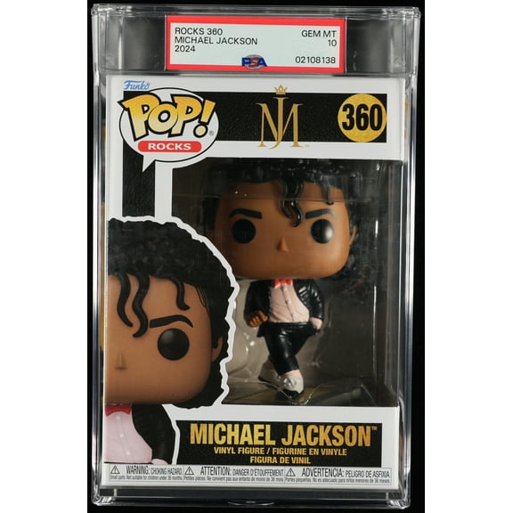 Michael Jackson, PSA Graded 10 GEM MINT, Michael Jackson Collectible Vinyl Figure #360, Fully Encapsulated Bundle with Compatible Funko Pop! PSA Hard Protector Case