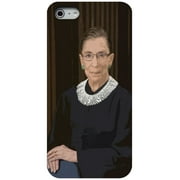DistinctInk Case for iPhone 5 / 5S / SE (2016 Model) (4.3" Screen) - Custom Ultra Slim Thin Hard Black Plastic Cover - Ruth Bader Ginsburg Cartoon - RIP RBG