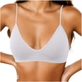 thumbnail image 3 of lcziwo Comfortable Bras for Women Adjustable Spaghetti Straps Ribbed Knit Wireless Bralettes V Neck Lightweight Seamless T-Shirt Bra White L, 3 of 5