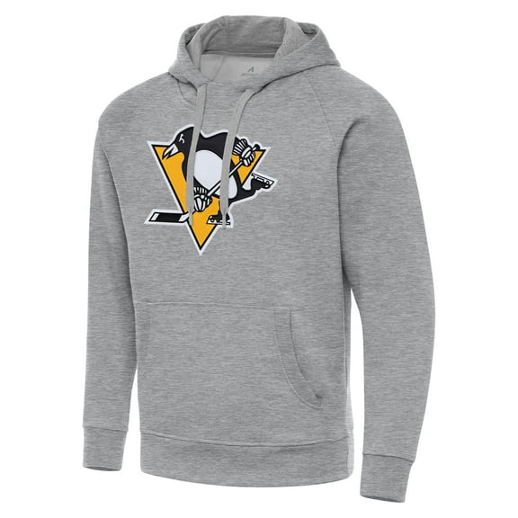 Men's Antigua Heather Gray Pittsburgh Penguins Big & Tall Victory Pullover Hoodie