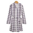 thumbnail image 4 of Aesthetic Red Lilac And White Ripple Night Robe Long Sleeve V Neck Robe With Belt Women's Sleepwear Dresses, 4 of 9