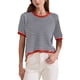 thumbnail image 2 of INSPIRAR CHIC Camiseta de Punto de Rayas de Manga Corta con Cuello Redondo para Mujeres Verano 2XL Negro, 2 of 6
