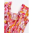 thumbnail image 3 of Moggemol Robe d'Été Décontractée pour Filles avec Collier, Imprimé Floral Bohème, Robe Soleil, Tenue de Plage pour les Vacances, Rouge 150, 3 of 6
