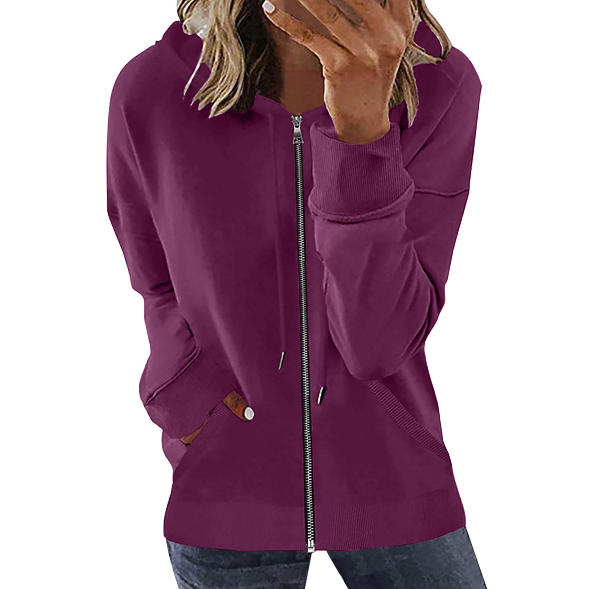 Ladies hooded sweatshirt jacket new arrivals
