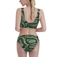 thumbnail image 3 of Picia Green Snakeskin Women's High Waisted Bikini Scoop Neck Swimsuit Two Pieces Bathing Suit-, 3 of 8