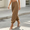 thumbnail image 7 of Lumtrix Cotton Linen Harem Pants Women Balloon Trouser Wide Leg Baggy Pants | Drawstring Elastic Waist Lantern Pants With Pockets Light Brown L, 7 of 7