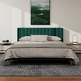 thumbnail image 2 of NNV King Upholstered Platform Bed with Vertical Channel Tufted Headboard,Wooden Slats Support,Green Velvet, 2 of 6