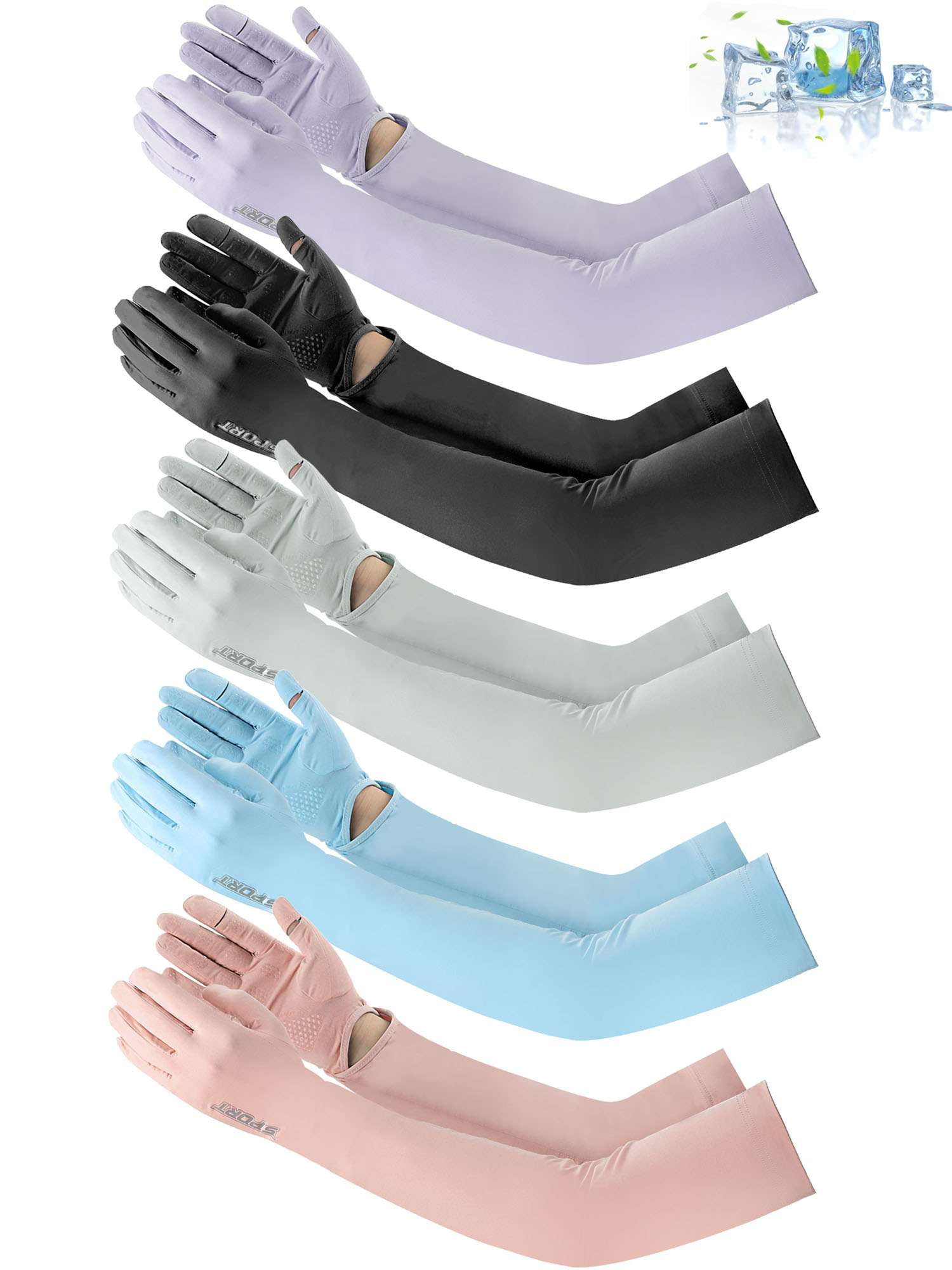 Deago UV Long Sun Gloves Women's Sunblock Driving Gloves Non Slip Full