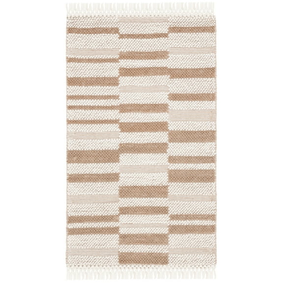 SAFAVIEH Natura Qendro Striped Area Rug, Ivory/Light Brown, 3' x 5'