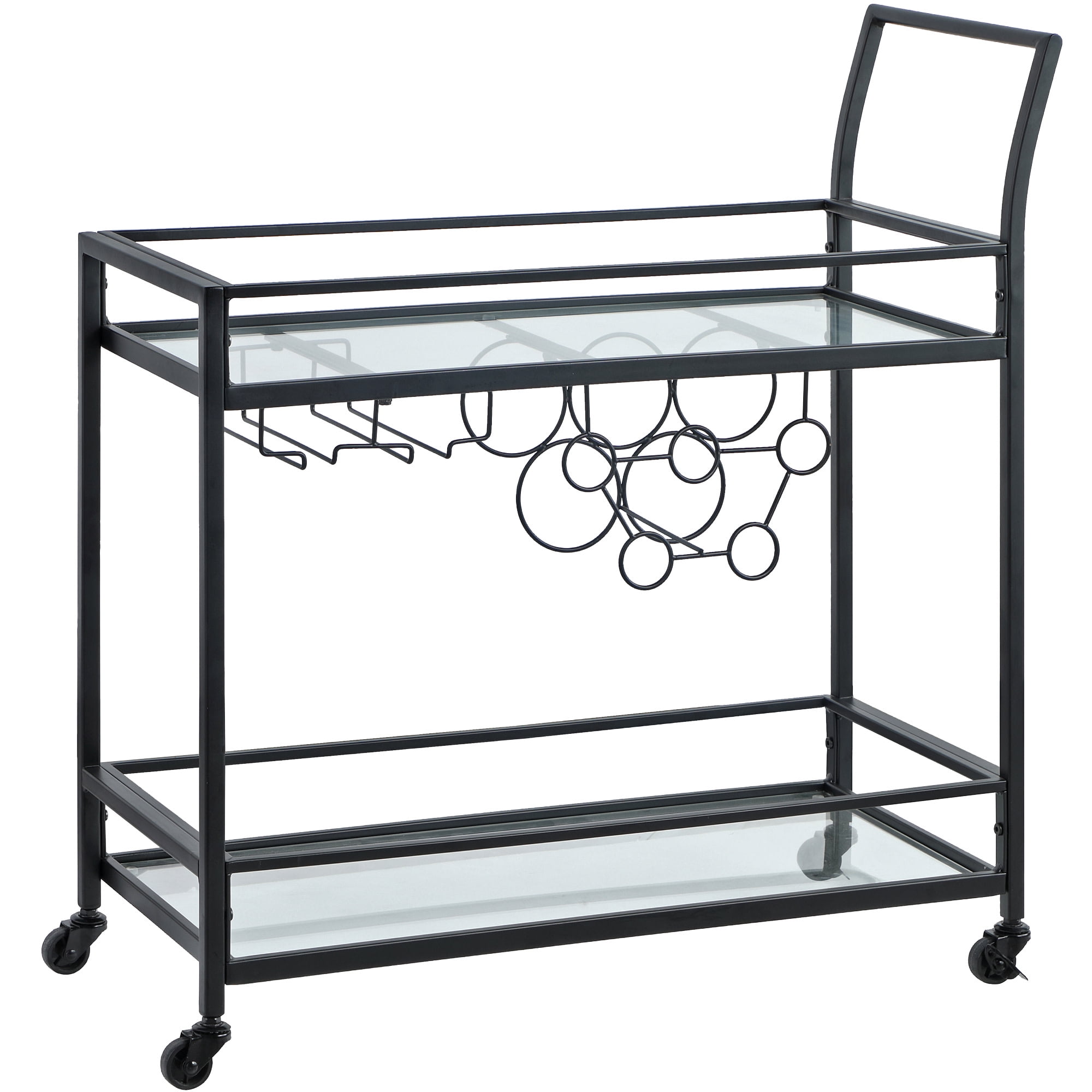 Great Choice Products Silver Delilah Bar Cart, 2 Tier Mobile Mini Bar,  Kitchen Serving Cart And Coffee Station With Storage For Wine And Glasses,  M…