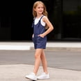 thumbnail image 5 of Navy Boy Girl Brunch Shorts for Girls Fall Summer Faux Gauze Linen Cute Overall Straight Leg Basic Jumpsuits Shortalls Shorts Unitard Girls 2026 Clothes Y2K 5 Years, 5 of 8