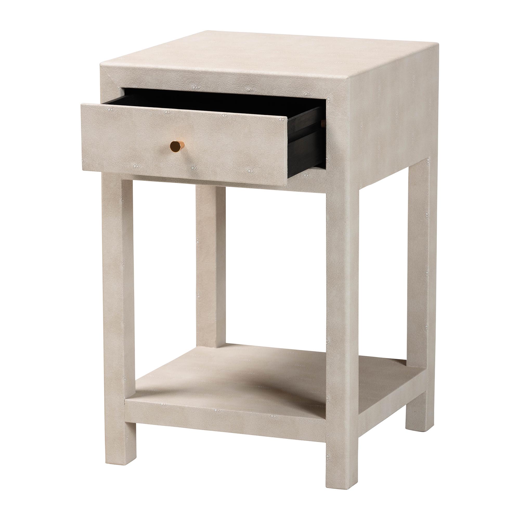Baxton Studio Dansby Modern End Table, 1-Drawer, Beige