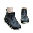 thumbnail image 3 of XIMIN Women's Waterproof and Wear-Resistant Rubber Ankle Rain Boots Lace Up Platform Wedge Heel Round Toe Solid Color Non-Slip Outdoor Garden Work Rain Boots, 3 of 7