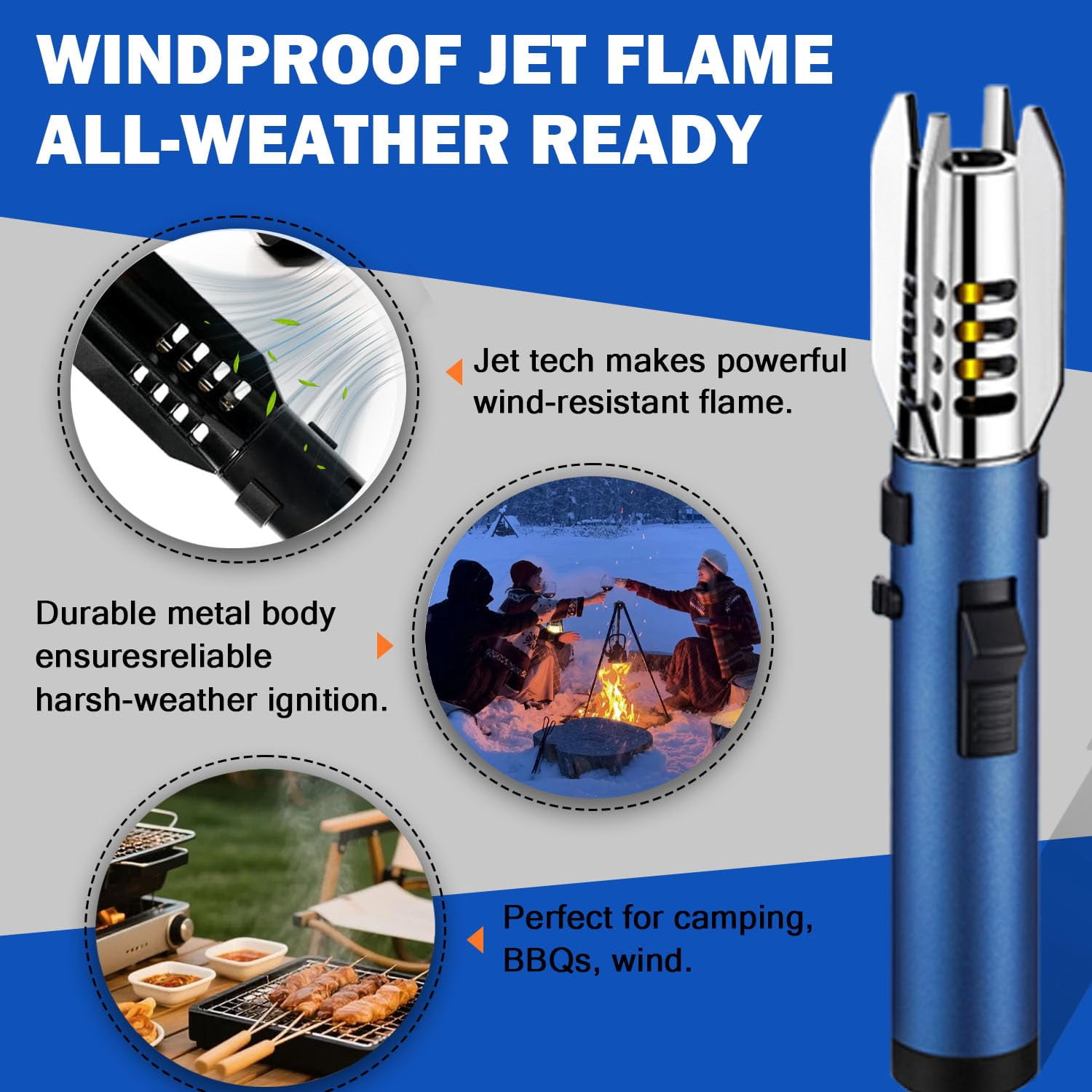 Plasma Lighter, Torch Lighter - Electric Adjustable Windproof Straight Flame with Safety Lock for Candles BBQ