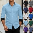 thumbnail image 2 of IYTR Men Long Sleeve Button Up Dress Shirts Contrast Cuff Lapel Solid Color Slim Fit Office Casual Top (Navy,XL), 2 of 8