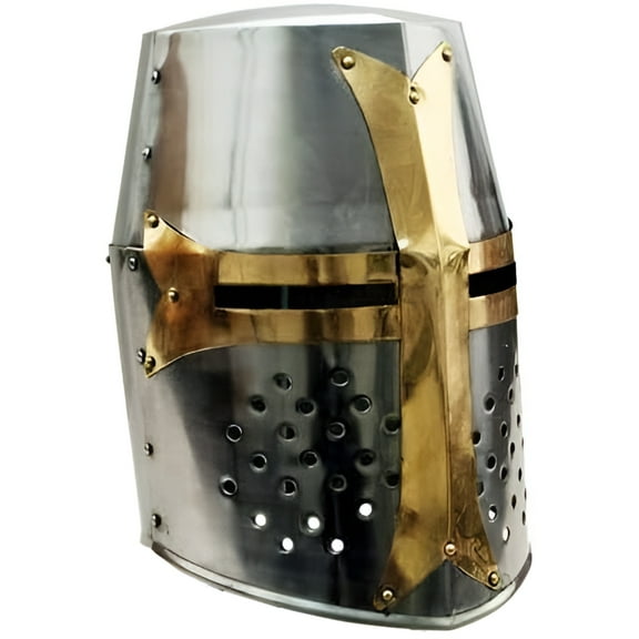 Great Brass Crusader Knight Helmet Most Fit Adult Size Rustic Vintage Home Decor Gifts