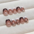 thumbnail image 4 of Uñas postizas francesas medianas cuadradas, color blanco degradado negro, reutilizables, juego de 24 piezas., 4 of 5