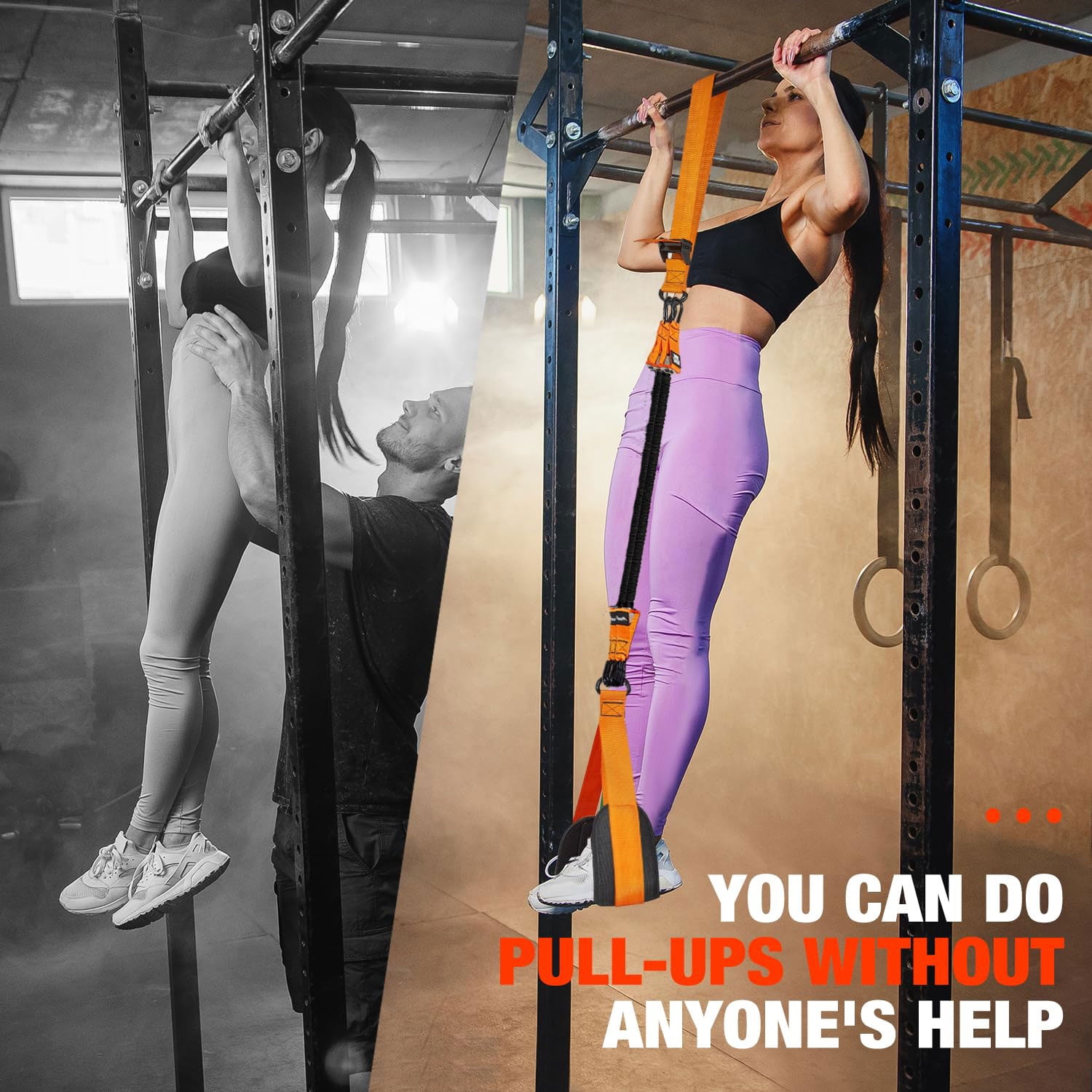 WOQQW Pull Up Assistance Bands, Adjustable Weight Resistance Band for Pull Up Bar, Feet/Knee Rest