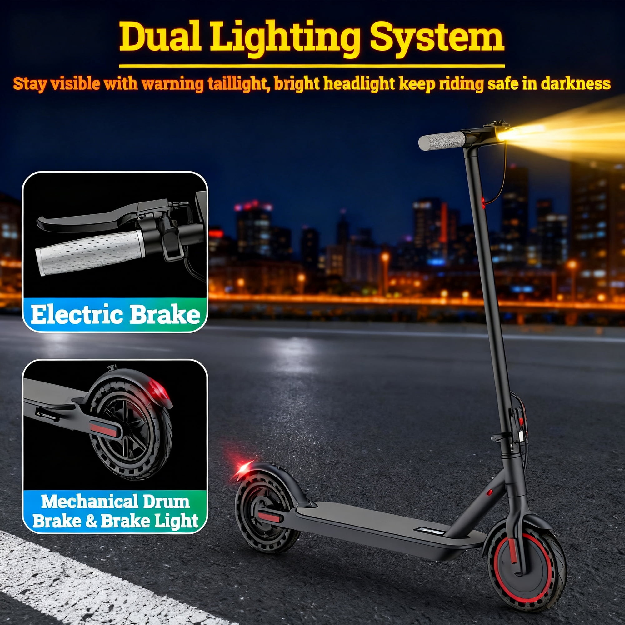 JOYHIS J078L Electric Scooter for Adults, 350W, 8.5" Anti-Skid Tires, 15-19 MPH, 21-Mile Range, Double Braking System & App Control, Foldable Design