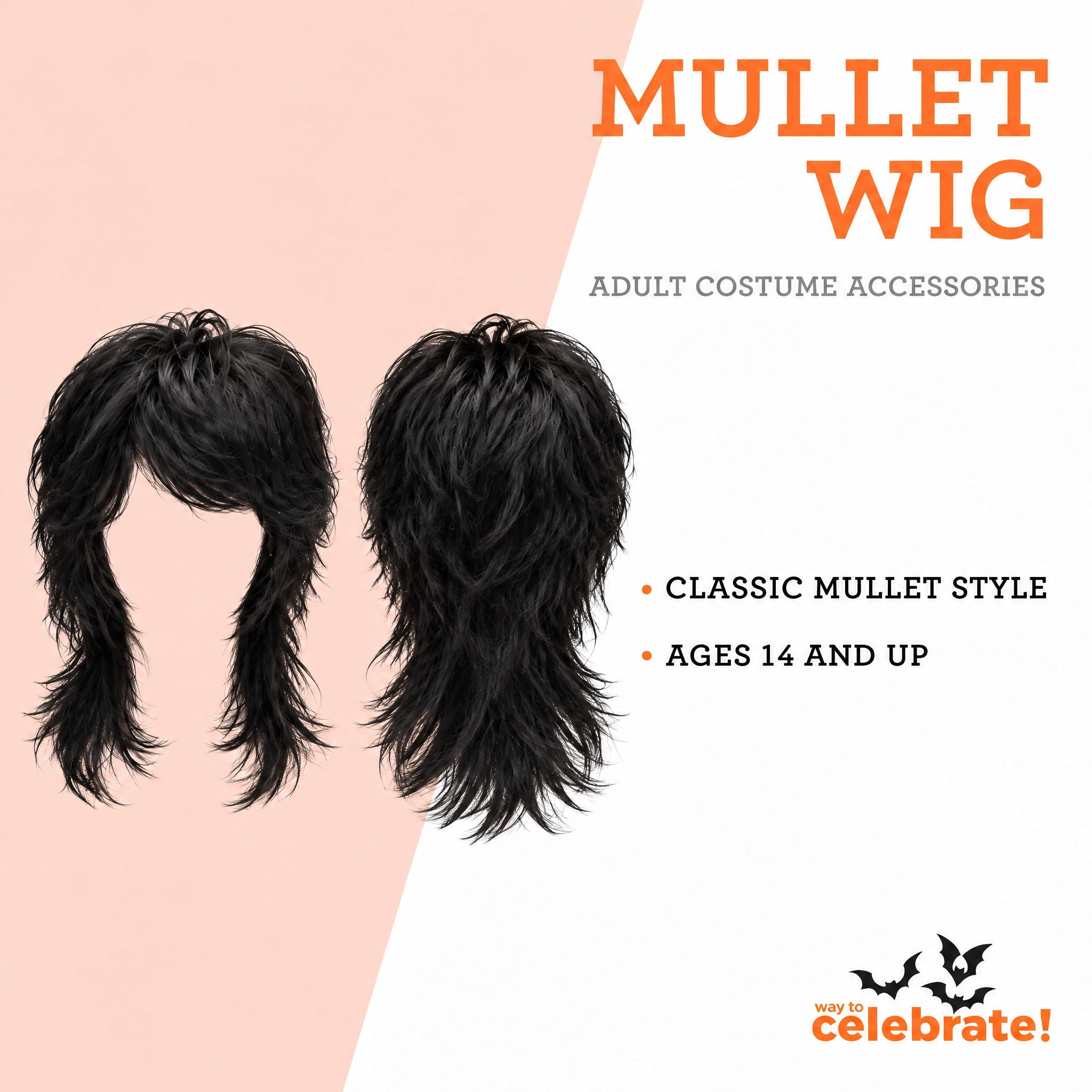 Mullet Wig Costume Accessory for Adults, Brown, Halloween by Way To Celebrate