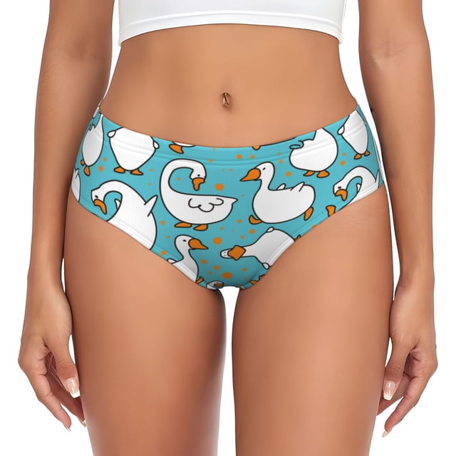 Balery Cartoon Funny Goose Ropa Interior de Algodón para Mujer con Dibujo – Braguitas Cómodas y Elásticas, Estilo Clásico-Large