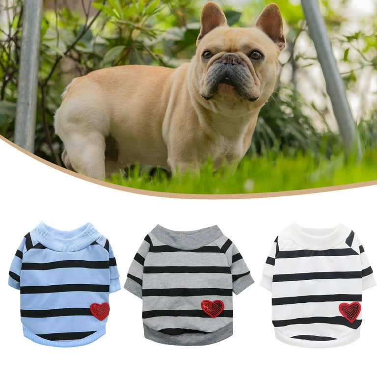 Pet Dog Striped Tee Shirt for Dogs Medium Dog Clothes French