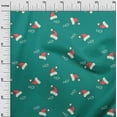 thumbnail image 3 of oneOone Cotton Cambric Dark Teal Green Fabric Christmas Hats Sewing Material Print Fabric By The Yard 42 Inch Wide, 3 of 4
