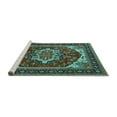 thumbnail image 2 of Ahgly Company Machine Washable Indoor Rectangle Oriental Turquoise Blue Industrial Area Rugs, 7' x 10', 2 of 4