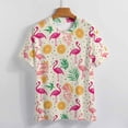 thumbnail image 3 of Flamingo Pattern Women's Short Sleeve Tops Casual Blouses T Shirt, 3 of 6