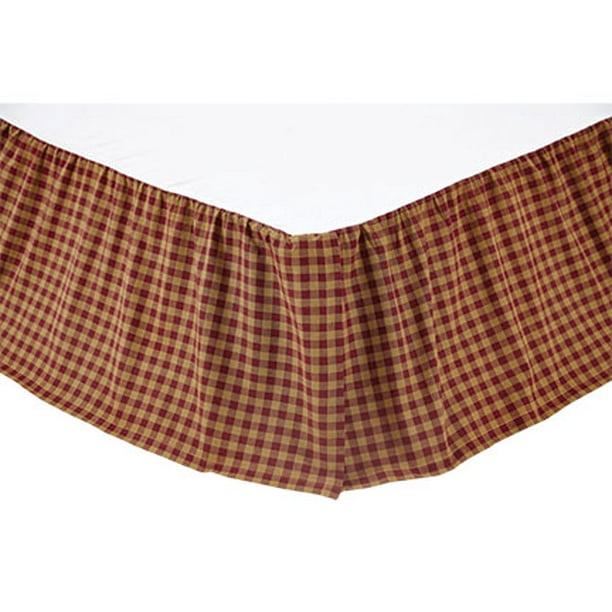 Vhc Brands Check 16 Inch Drop Bed Skirt Burgundy Queen Walmart Com Walmart Com