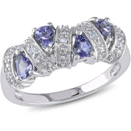 - Tangelo 3/5 Carat T.G.W. Pear-Cut Tanzanite Sterling Silver Fashion Ring