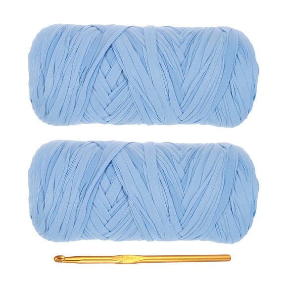 Uxcell T-Shirt Yarn for Crocheting with Hook, 2 Pack 400g/130 Yards Yarn(Sky Blue)