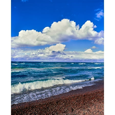 Lakeshore Collections View of lakeshore against cloudy sky Great Sand Bay Lake Superior Keweenaw Peninsula Upper Peninsula Alger County Michigan USA Poster Print by Panoramic Images ()