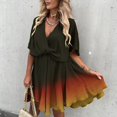 thumbnail image 2 of Casual Summer Dresses for Women Wrap V Neck Pleated Swing Short Dress Short Sleeve Loose Flowy A Line Sundress, 2 of 5