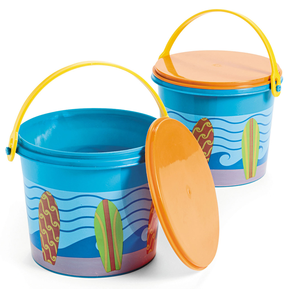 Surfs Up Plastic Pails with Lids (12 Pack)