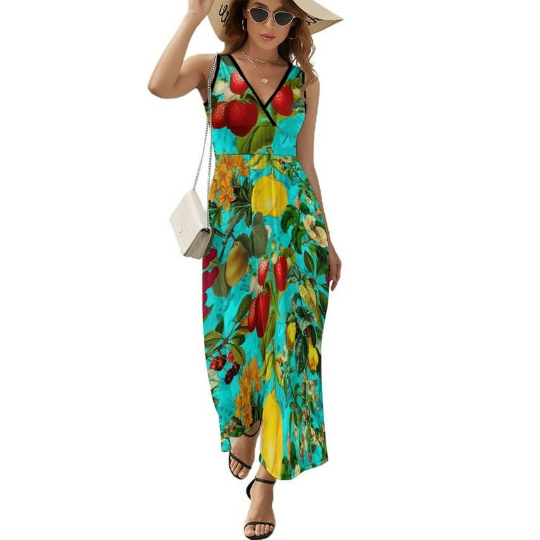 Maxi Dress Vintage Fruit Print Dress Summer Floral Print Korean Fashion Bohemia Long Dresses Women High Waist Custom Beach Maxi Dress - Walmart.com Maxi Dress Vintage Fruit Print Dress Summer Floral Print Korean Fashion Bohemia Long Dresses Women High Waist Custom Beach Maxi Dress - Walmart.com