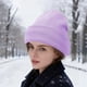 thumbnail image 2 of Gorro protector de punto acrílico para mujer | Gorro para control de encrespamiento para el cabello forrado de satén | Sombrero elástico elástico cálido para invierno | Pack de 1 | Poliéster, 2 of 5