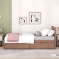thumbnail image 4 of Modern Design Twin Size Platform Bed with 2 Drawers for Walnut Color, 4 of 9