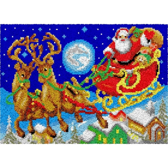 Latch Hook Rug Kits for Adults ,Rug Making Latch Hooking Kit Christmas Reindeer ,Latch Hook Rug Kit for Adults Crocheting Carpet Rug Yarn Sofa Cushion Mat Tapestry DIY Carpet Arts Crafts
